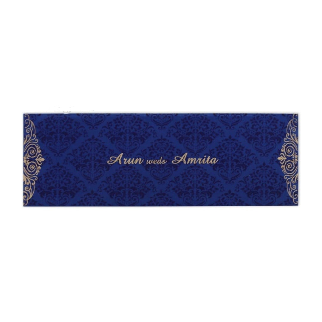 Blue and Gold Damask Theme Rectangle Custom Invitation Card with Cascading Multiple Inserts AM-379 freeshipping - Raniti LLC - Custom Invitations & Stationery