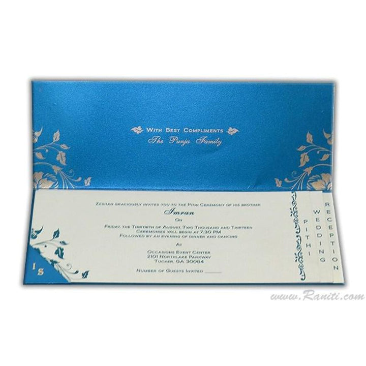 Blue and Pearl Rectangle Custom Invitation Card with Cascading Multiple Inserts AM-618 freeshipping - Raniti LLC - Custom Invitations & Stationery