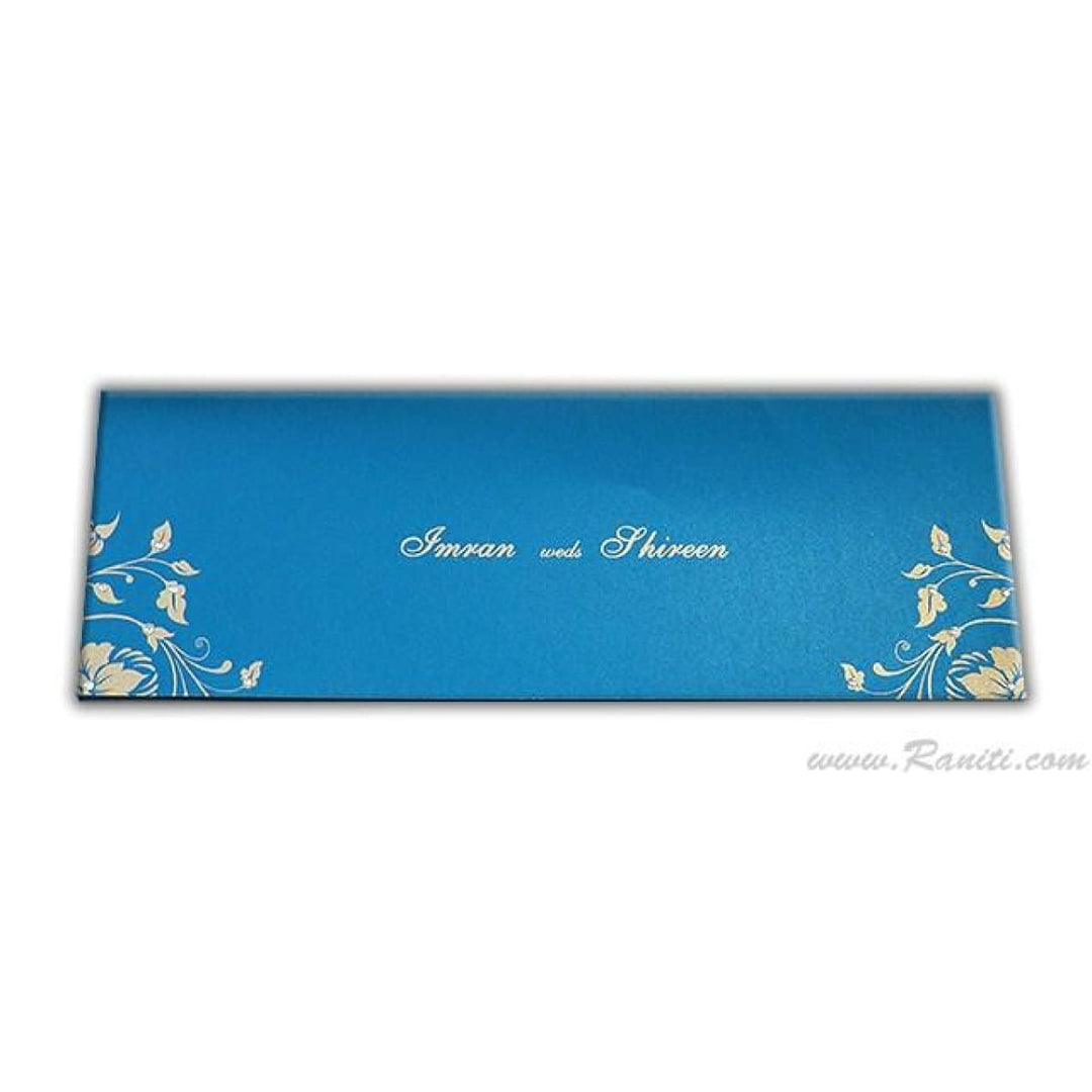 Blue and Pearl Rectangle Custom Invitation Card with Cascading Multiple Inserts AM-618 freeshipping - Raniti LLC - Custom Invitations & Stationery