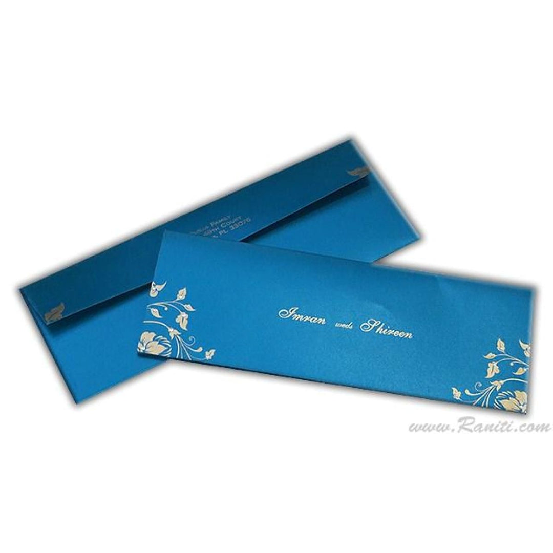 Blue and Pearl Rectangle Custom Invitation Card with Cascading Multiple Inserts AM-618 freeshipping - Raniti LLC - Custom Invitations & Stationery