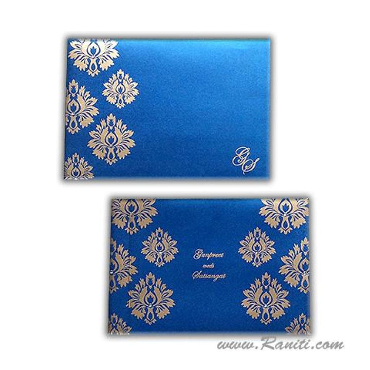 Blue Custom Invitation Heavy Back Booklet Style with Multiple Inserts | Custom Invitation Card in Blue and Gold with Multiple Attached Inserts AMH-164 freeshipping - Raniti LLC - Custom Invitations & Stationery