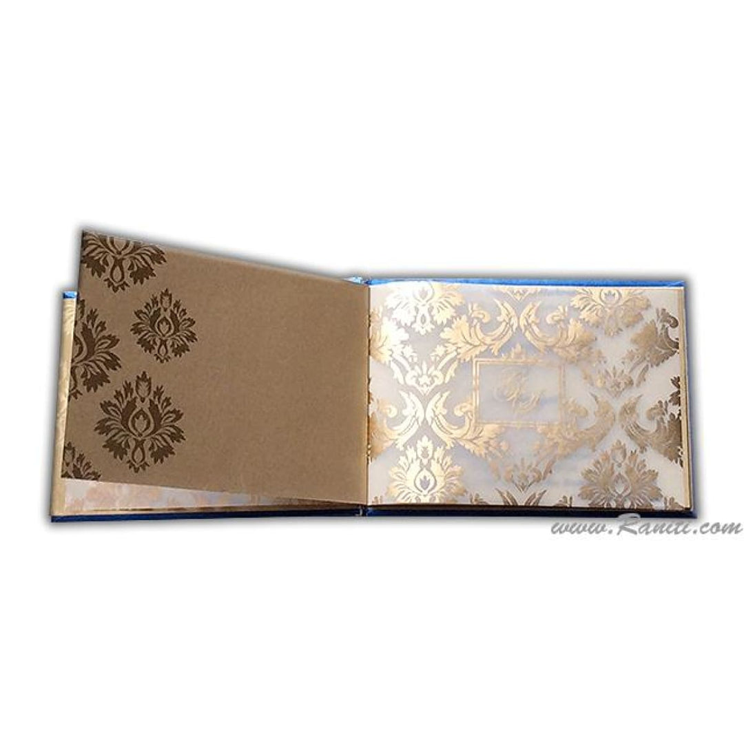 Blue Custom Invitation Heavy Back Booklet Style with Multiple Inserts | Custom Invitation Card in Blue and Gold with Multiple Attached Inserts AMH-164 freeshipping - Raniti LLC - Custom Invitations & Stationery