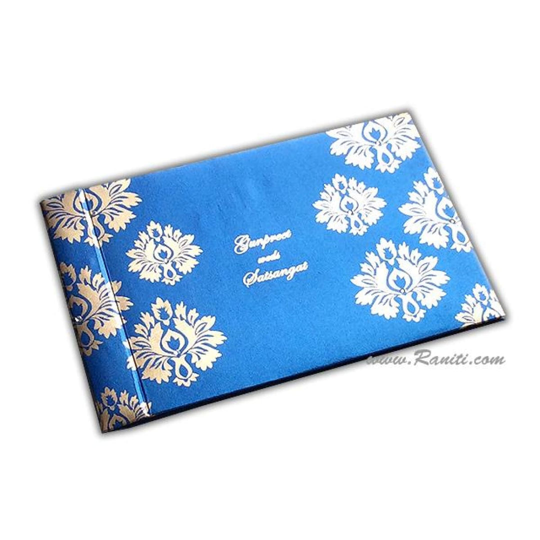 Blue Custom Invitation Heavy Back Booklet Style with Multiple Inserts | Custom Invitation Card in Blue and Gold with Multiple Attached Inserts AMH-164 freeshipping - Raniti LLC - Custom Invitations & Stationery