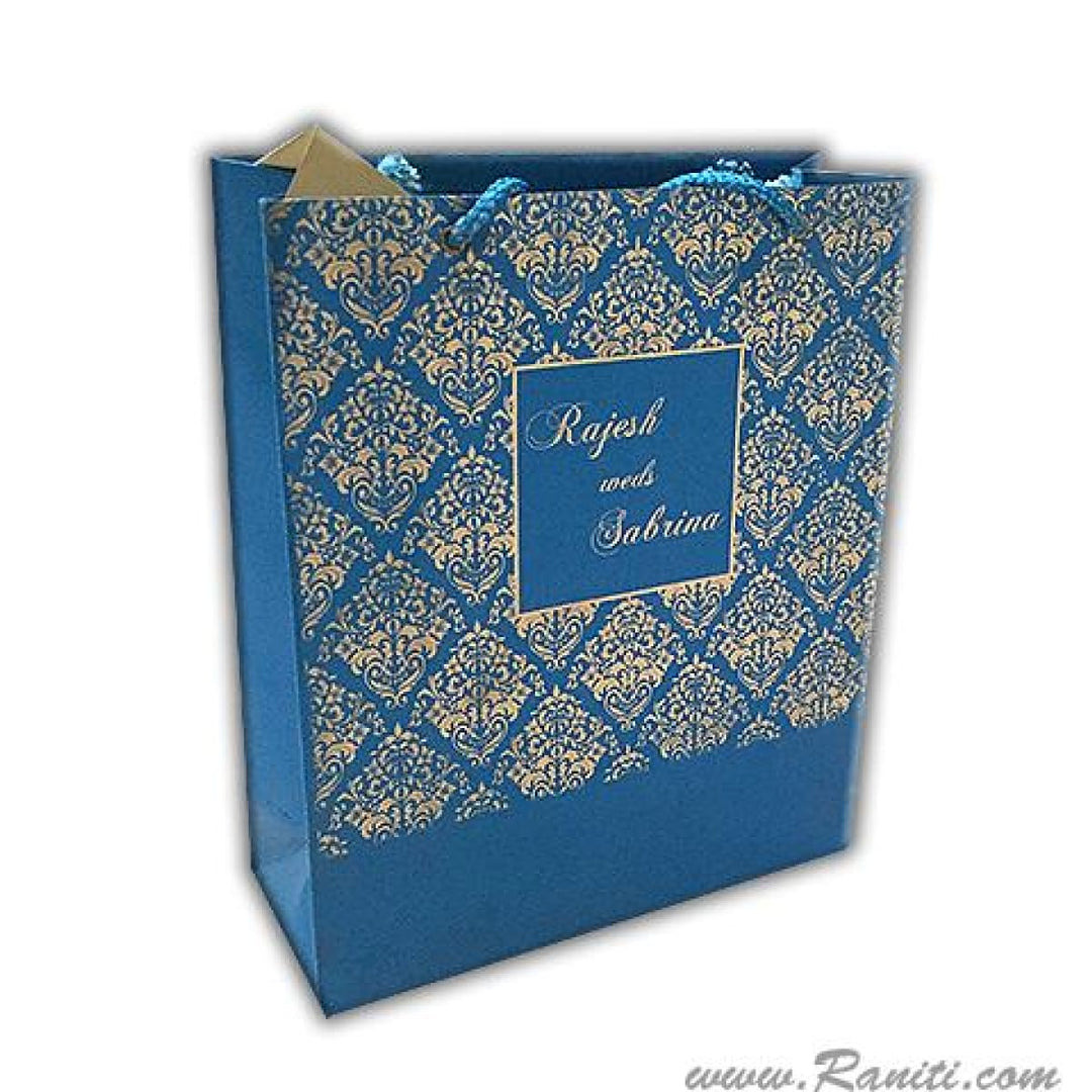 Blue Custom Personalized Paper Gift Bag - Custom Wedding Guest Welcome Gift bags AMGB-34 freeshipping - Raniti LLC - Custom Invitations & Stationery