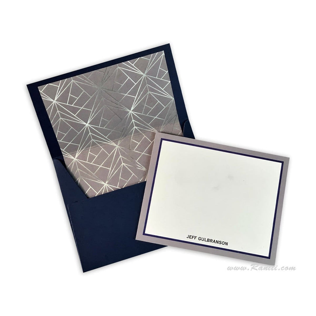 Blue, Grey and White Geometric Design Custom Personalized Classic Note Cards Gift Tag Cards with Envelope | Pack of 25-50 and 100 Note Cards AMNC-6 freeshipping - Raniti LLC - Custom Invitations & Stationery