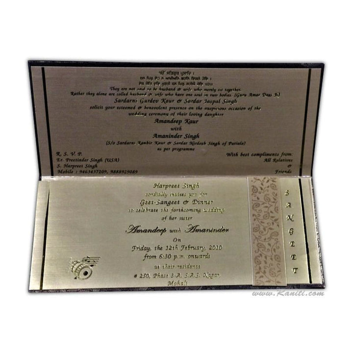 Brown and Golden Custom Hard Cover Luxury Invitation Card all Foil Print His & Her Collection AMH-121 freeshipping - Raniti LLC - Custom Invitations & Stationery