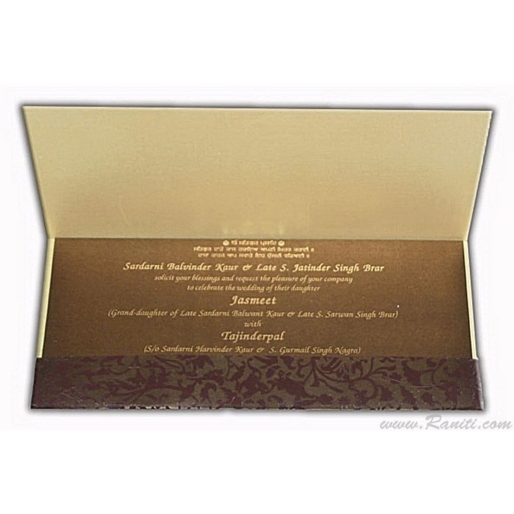 Brown and Golden Rectangle Custom Invitation Card, Custom Invitation Card Sikh Invitation Card AM-272 freeshipping - Raniti LLC - Custom Invitations & Stationery