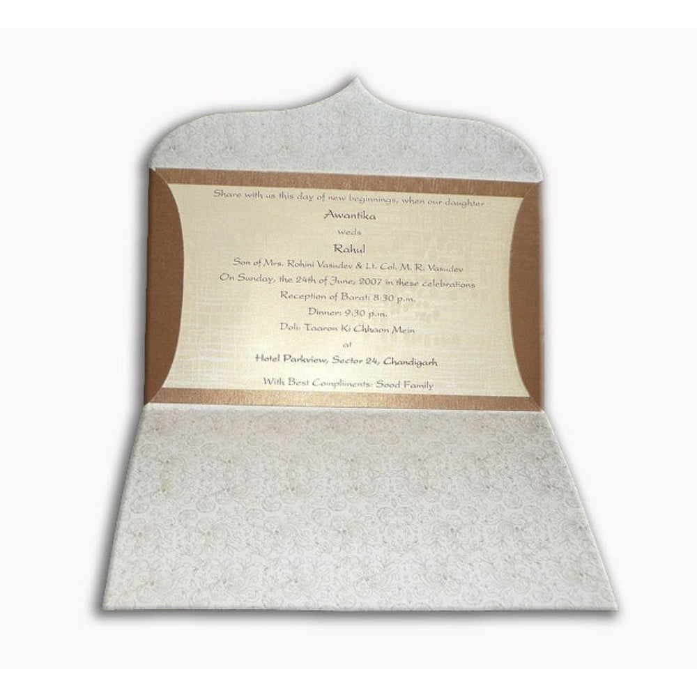 Brown Embossed Monogram Rectangle Custom Invitation Card, Blind Embossed Custom Invitation Card AM-143 freeshipping - Raniti LLC - Custom Invitations & Stationery