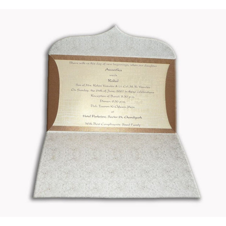 Brown Embossed Monogram Rectangle Custom Invitation Card, Blind Embossed Custom Invitation Card AM-143 freeshipping - Raniti LLC - Custom Invitations & Stationery