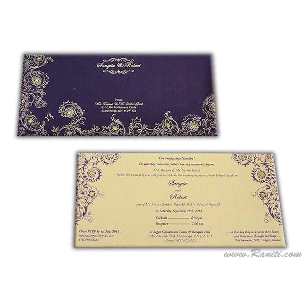 Civil Ceremony | Registry Marriage | Wedding Reception Invitation with Rhinestones | Interfaith Wedding Custom Invitation Card AMSO-127 freeshipping - Raniti LLC - Custom Invitations & Stationery