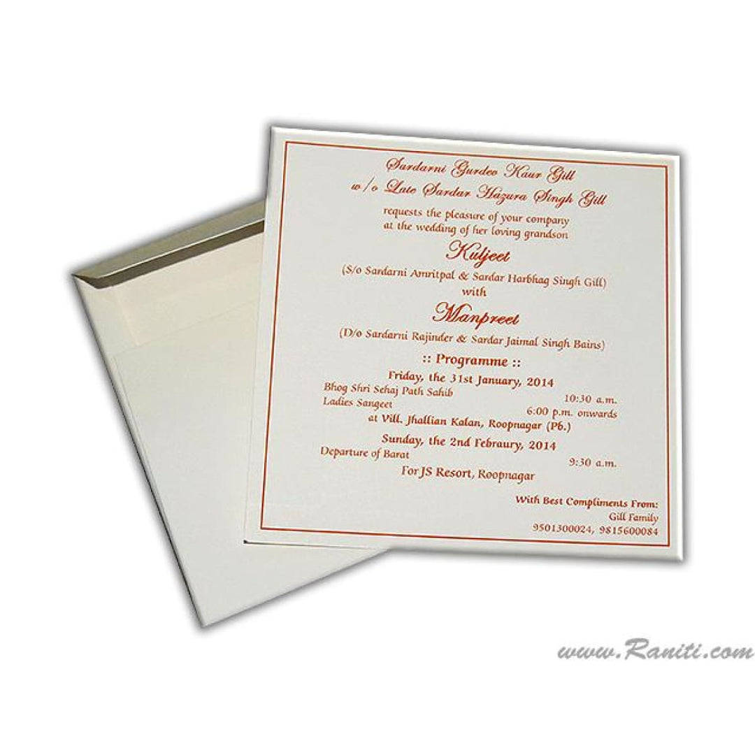 Civil Ceremony | Sikh Wedding Reception Invitation | Wedding Reception Invitation | Wedding Ceremony Custom Invitation Card AMSO-230 freeshipping - Raniti LLC - Custom Invitations & Stationery