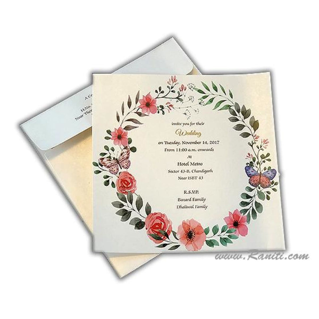 Civil Registry Marriage Invitation | Interfaith Wedding Classic Invitation | Floral Theme Wedding Reception Custom Invitation Card AMSO-269 freeshipping - Raniti LLC - Custom Invitations & Stationery