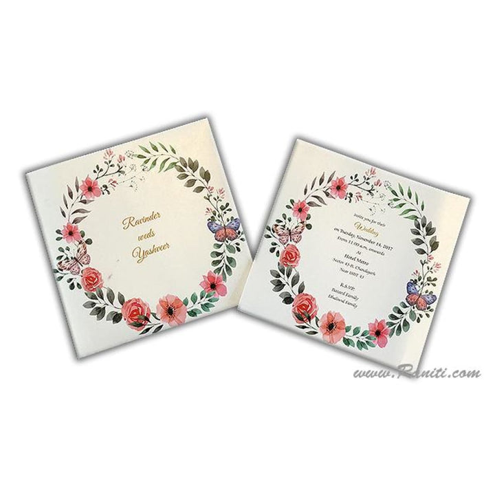 Civil Registry Marriage Invitation | Interfaith Wedding Classic Invitation | Floral Theme Wedding Reception Custom Invitation Card AMSO-269 freeshipping - Raniti LLC - Custom Invitations & Stationery