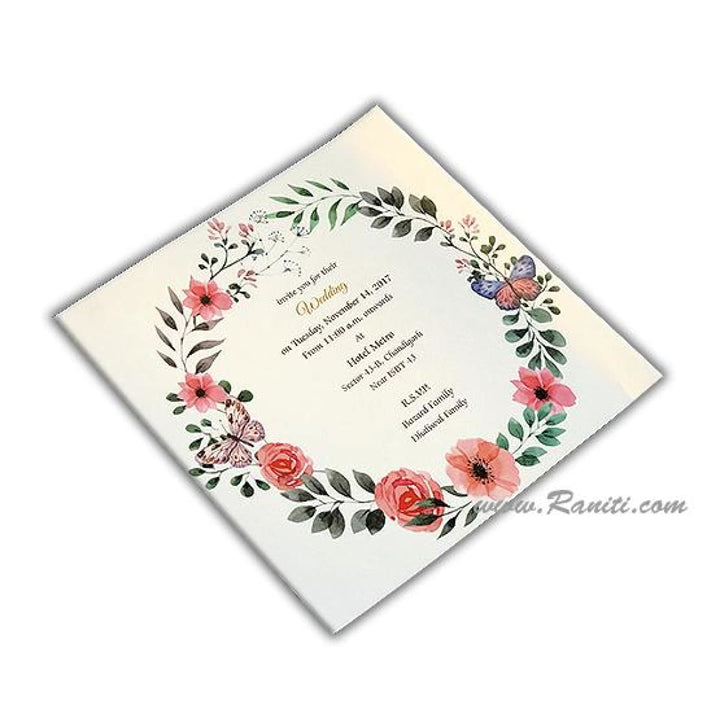 Civil Registry Marriage Invitation | Interfaith Wedding Classic Invitation | Floral Theme Wedding Reception Custom Invitation Card AMSO-269 freeshipping - Raniti LLC - Custom Invitations & Stationery