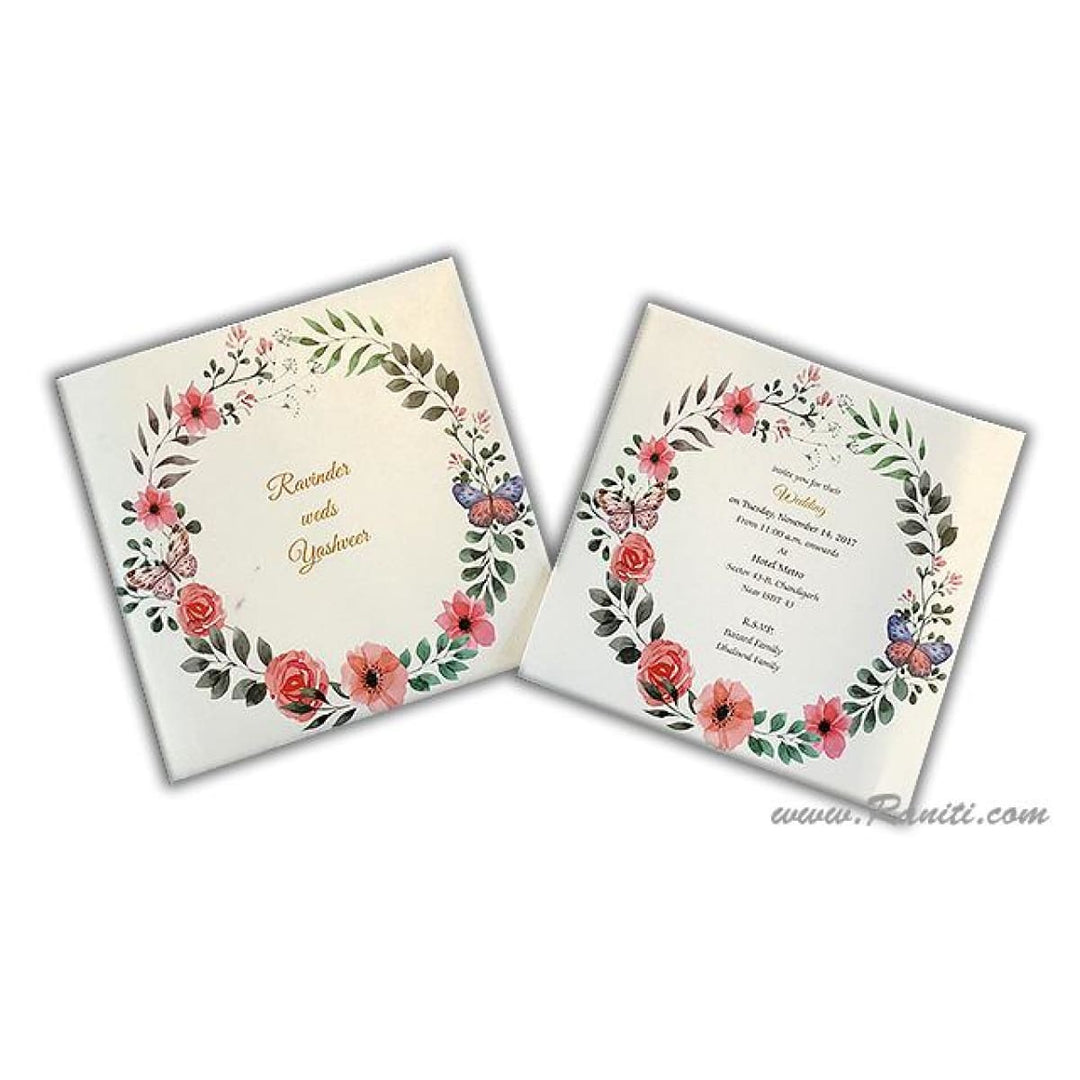 Civil Registry Marriage Invitation | Interfaith Wedding Classic Invitation | Floral Theme Wedding Reception Custom Invitation Card AMSO-269 freeshipping - Raniti LLC - Custom Invitations & Stationery