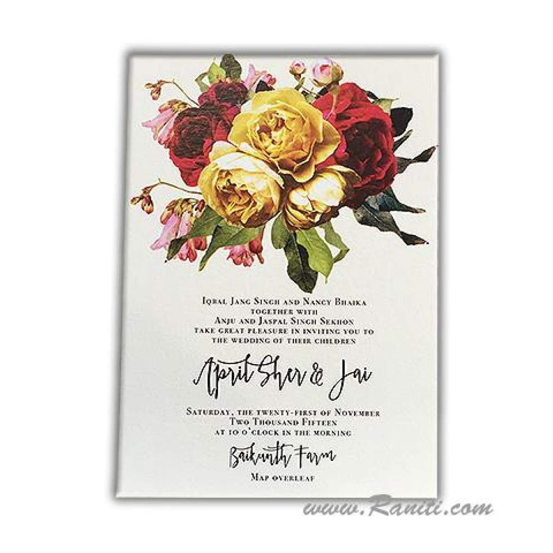 Civil Wedding Ceremony | Registry Marriage | Interfaith Wedding | Floral Theme Wedding Reception Custom Invitation Card AMSO-219 freeshipping - Raniti LLC - Custom Invitations & Stationery