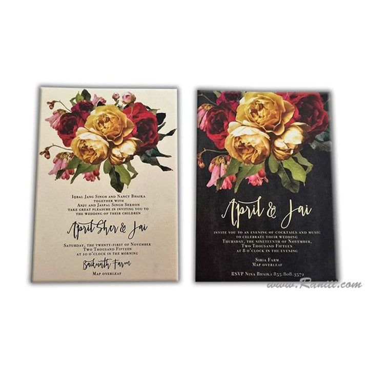 Civil Wedding Ceremony | Registry Marriage | Interfaith Wedding | Floral Theme Wedding Reception Custom Invitation Card AMSO-219 freeshipping - Raniti LLC - Custom Invitations & Stationery