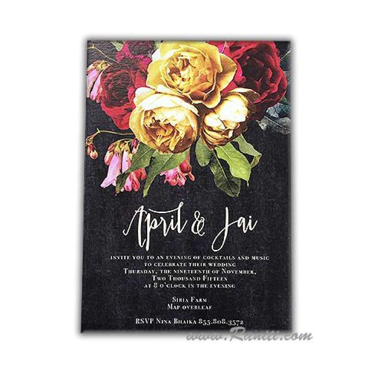 Civil Wedding Ceremony | Registry Marriage | Interfaith Wedding | Floral Theme Wedding Reception Custom Invitation Card AMSO-219 freeshipping - Raniti LLC - Custom Invitations & Stationery