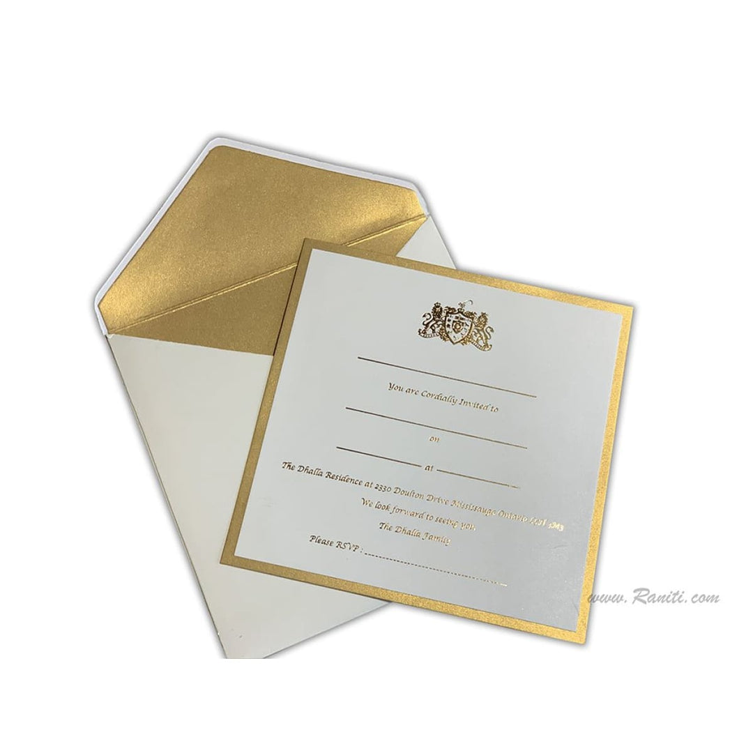 Classic Custom Personalized Gift Set of White Gold Note Cards with Lined Envelopes | Pack of 50 and 100 Note Cards AMNC-5 freeshipping - Raniti LLC - Custom Invitations & Stationery