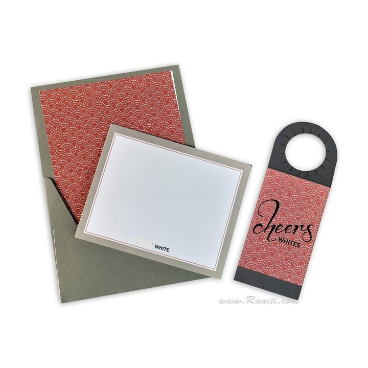 Coral and Grey Geometric Design Custom Personalized Classic Note Cards Gift Tag Cards with Envelope | Pack of 25-50 and 100 Note Cards AMNC-8 freeshipping - Raniti LLC - Custom Invitations & Stationery