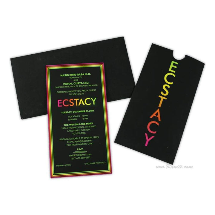 Corporate Event Neon Print Custom Invitation Card | New Year Corporate Party Invitation | Unique Corporate Invitations ACD-8 freeshipping - Raniti LLC - Custom Invitations & Stationery