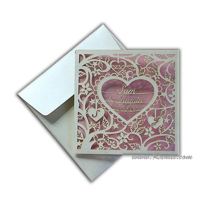 Custom and Personalized Trifold Laser Cut Custom Invitation with Multiple Inserts | Custom Laser cut unique opening Custom Invitation cards Online AML-296 freeshipping - Raniti LLC - Custom Invitations & Stationery