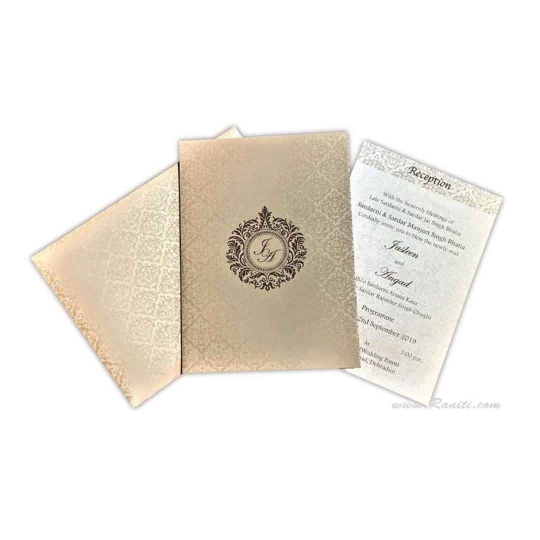 Custom Classic Bifold Laser cut Pocket Invitation Card | Portrait Wedding Invitation Card with Cascading Multiple Inserts and Lasercut Pocket AML-409 freeshipping - Raniti LLC - Custom Invitations & Stationery