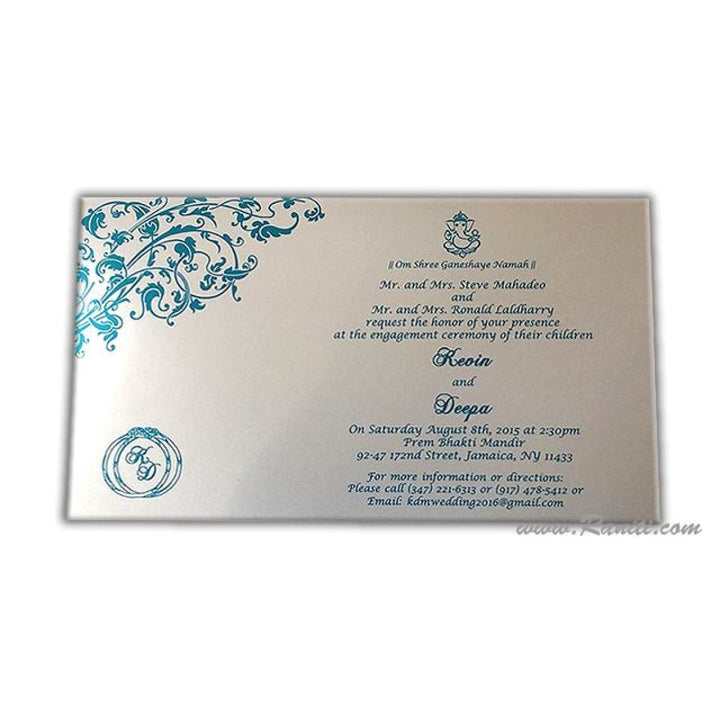 Custom Engagement Invitation in White and Teal - AMSO-262 freeshipping - Raniti LLC - Custom Invitations & Stationery