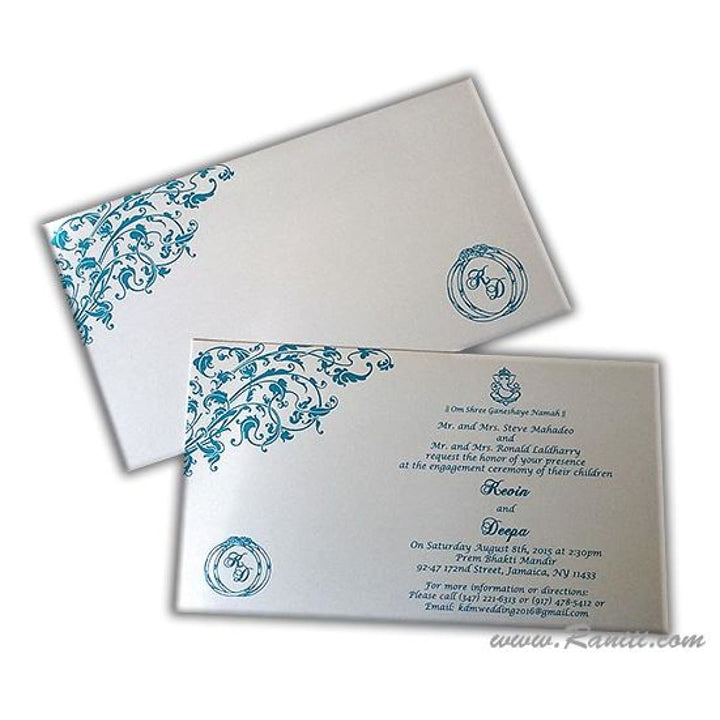 Custom Engagement Invitation in White and Teal - AMSO-262 freeshipping - Raniti LLC - Custom Invitations & Stationery