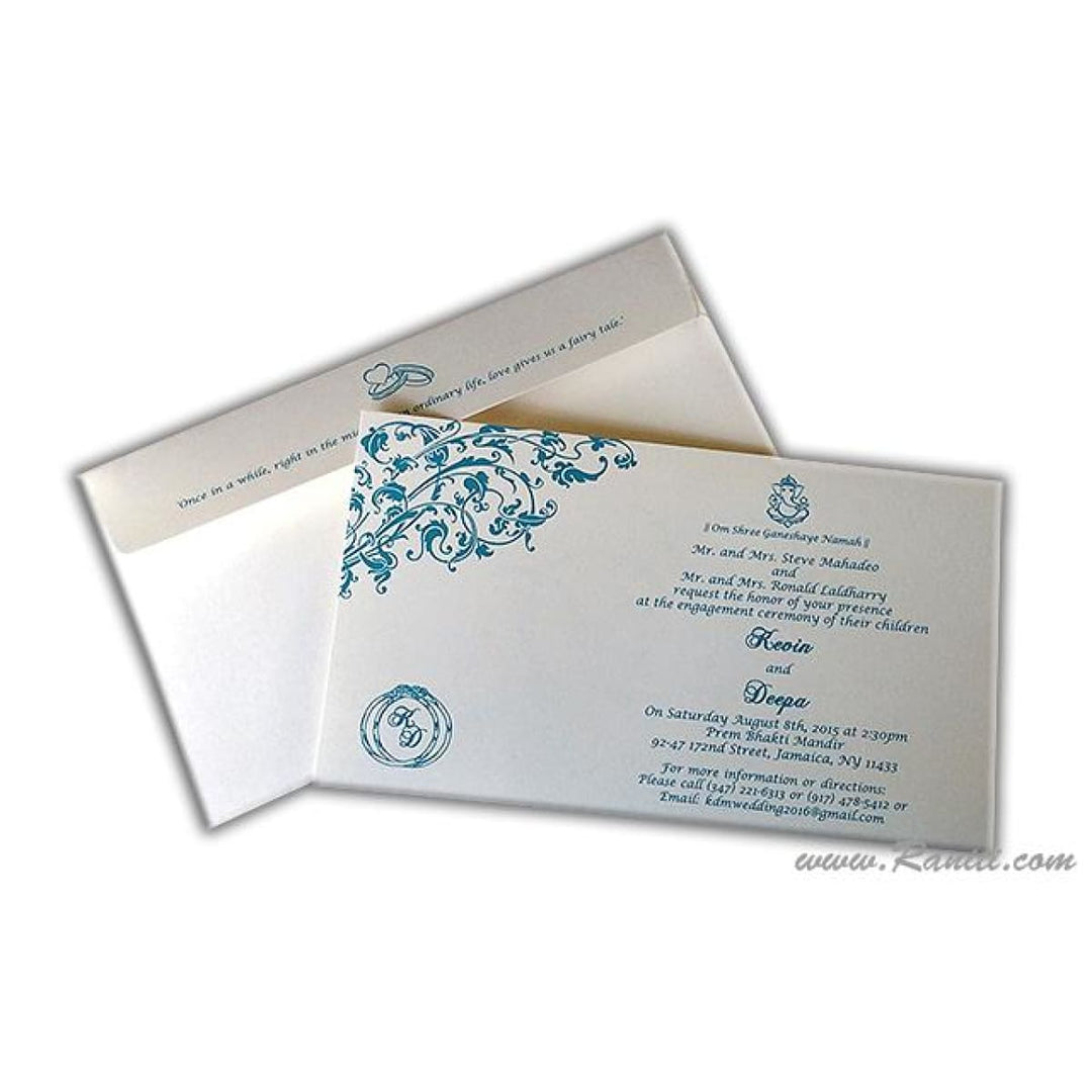 Custom Engagement Invitation in White and Teal - AMSO-262 freeshipping - Raniti LLC - Custom Invitations & Stationery