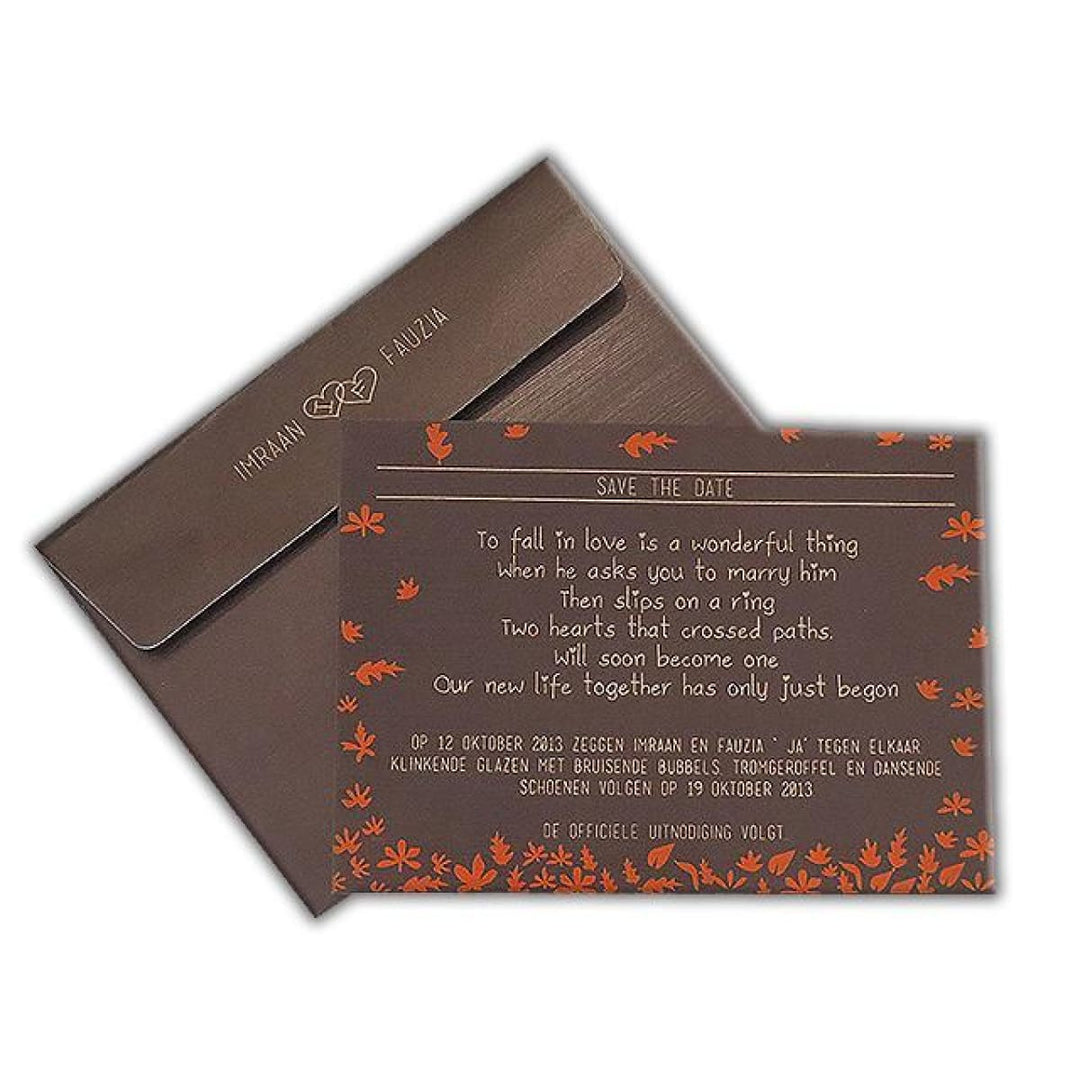 Custom Fall Theme Save The Date Invitation Card AMSO-23 freeshipping - Raniti LLC - Custom Invitations & Stationery