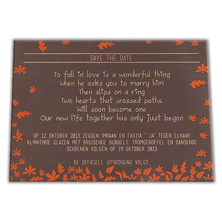 Custom Fall Theme Save The Date Invitation Card AMSO-23 freeshipping - Raniti LLC - Custom Invitations & Stationery