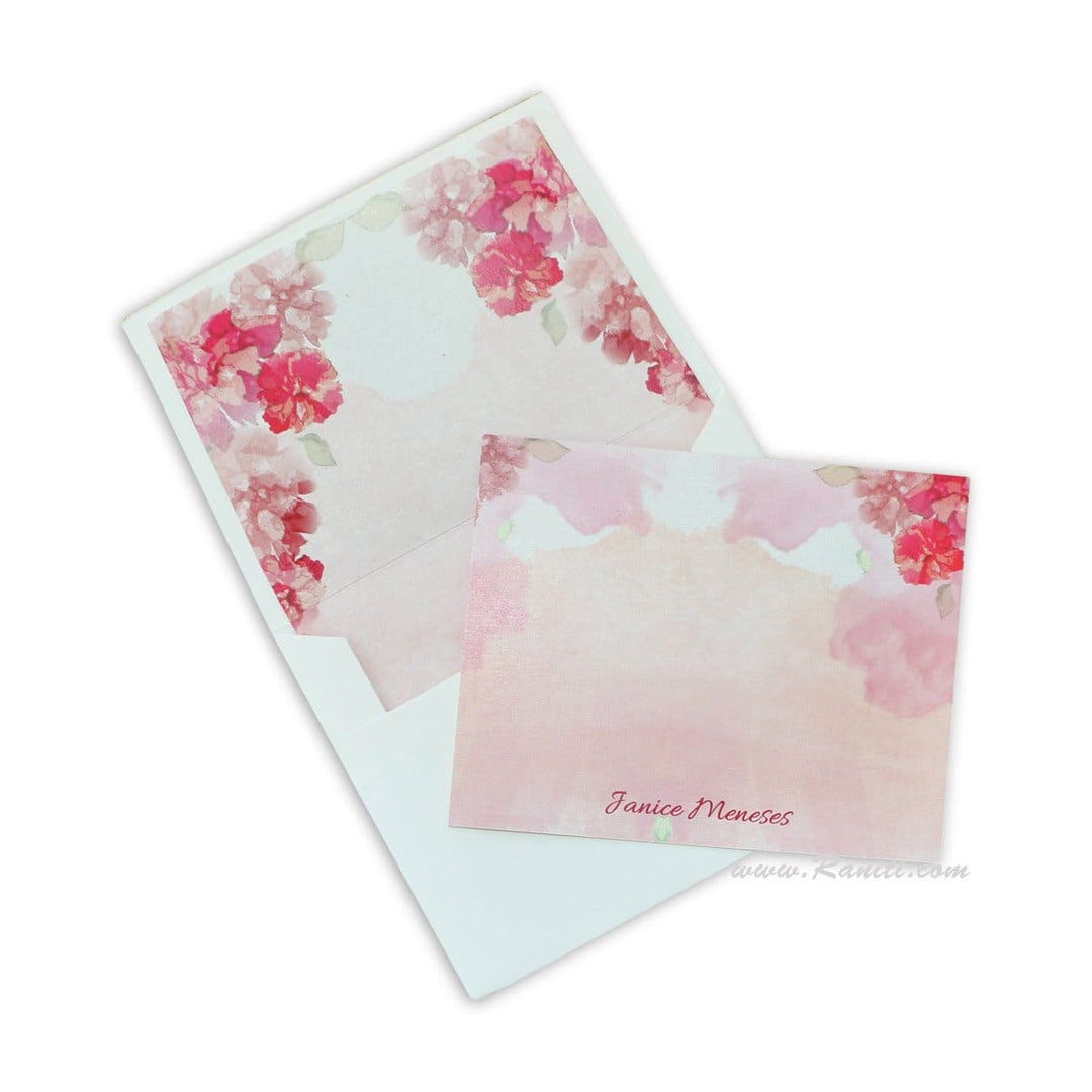 Custom Floral Design Personalized Classic Note Cards Gift Tag Cards with Envelope | Pack of 25-50 and 100 Note Cards AMNC-16 freeshipping - Raniti LLC - Custom Invitations & Stationery