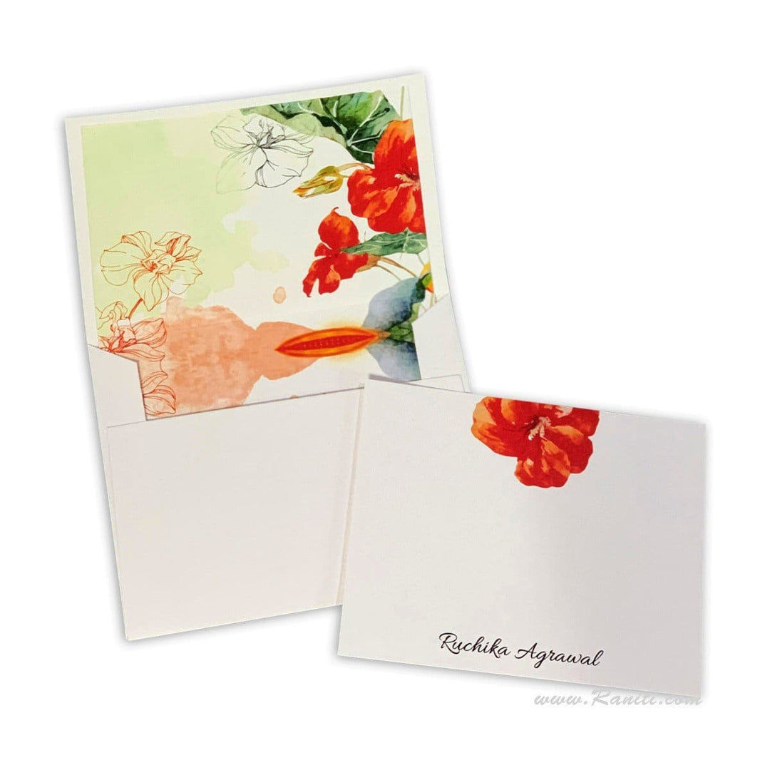 Custom Floral Design Personalized Classic Note Cards Gift Tag Cards with Envelope | Pack of 25-50 and 100 Note Cards AMNC-7 freeshipping - Raniti LLC - Custom Invitations & Stationery