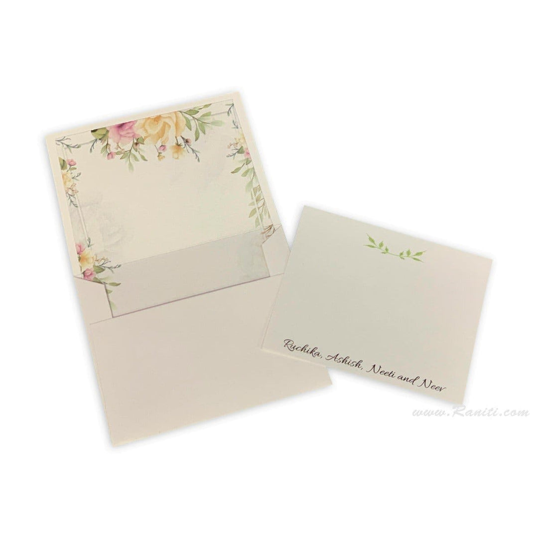 Custom Floral Design Personalized Classic Note Cards Gift Tag Cards with Envelope | Pack of 25-50 and 100 Note Cards AMNC-4 freeshipping - Raniti LLC - Custom Invitations & Stationery