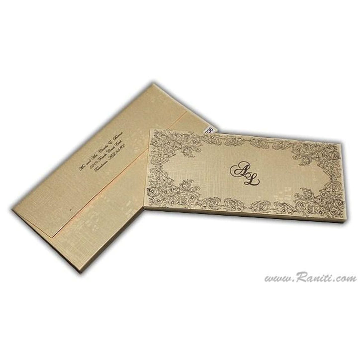 Custom Golden Brown Box Scroll Wedding Invitation Card AMSC-31 freeshipping - Raniti LLC - Custom Invitations & Stationery