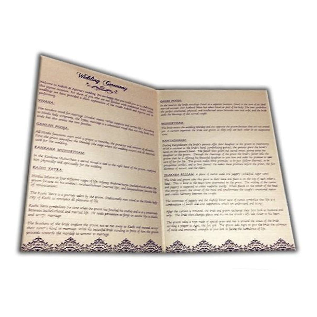 Custom Golden Hindu Wedding Ceremony Program | Folded Wedding Program (Catholic Compatible) | Order of Ceremony Program WP-43 freeshipping - Raniti LLC - Custom Invitations & Stationery