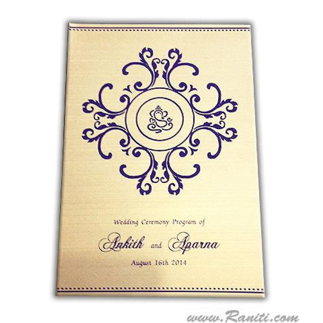 Custom Golden Hindu Wedding Ceremony Program | Folded Wedding Program (Catholic Compatible) | Order of Ceremony Program WP-43 freeshipping - Raniti LLC - Custom Invitations & Stationery