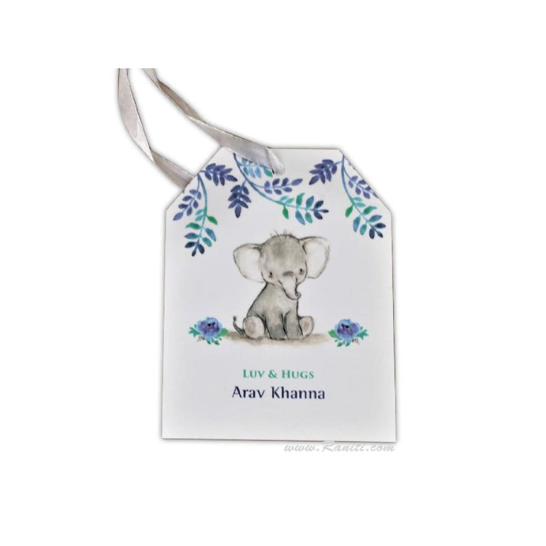 Custom Kids Elephant Theme Personalized Note Cards, Gift Tag Cards with Envelope for Kids Gifts | Pack of 50 and 100 Note Cards DPNC-16 freeshipping - Raniti LLC - Custom Invitations & Stationery
