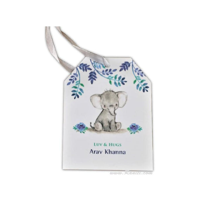 Custom Kids Elephant Theme Personalized Note Cards, Gift Tag Cards with Envelope for Kids Gifts | Pack of 50 and 100 Note Cards DPNC-16 freeshipping - Raniti LLC - Custom Invitations & Stationery