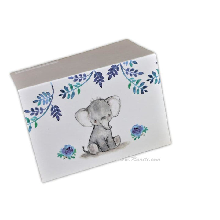 Custom Kids Elephant Theme Personalized Note Cards, Gift Tag Cards with Envelope for Kids Gifts | Pack of 50 and 100 Note Cards DPNC-16 freeshipping - Raniti LLC - Custom Invitations & Stationery
