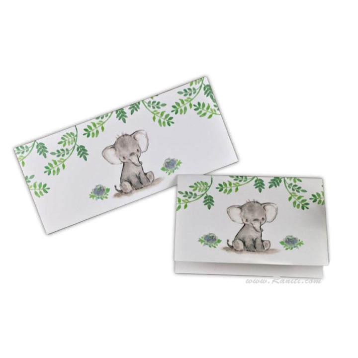 Custom Kids Elephant Theme Personalized Note Cards, Gift Tag Cards with Envelope for Kids Gifts | Pack of 50 and 100 Note Cards DPNC-16 freeshipping - Raniti LLC - Custom Invitations & Stationery