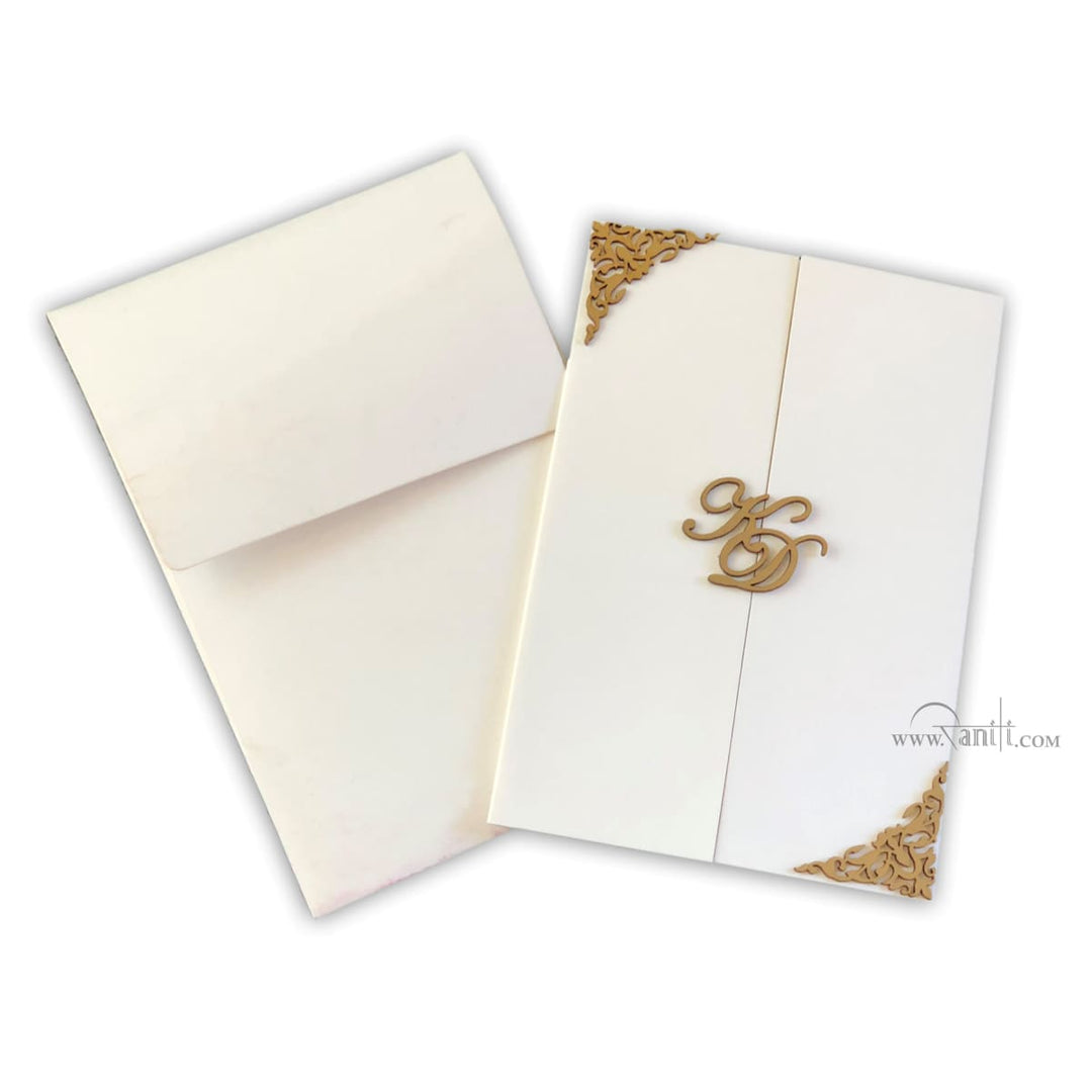 Custom Laser Cut Gatefold White Gold Laser Cut Invitation Card | Bride & Groom Invitation Set AML-366 freeshipping - Raniti LLC - Custom Invitations & Stationery