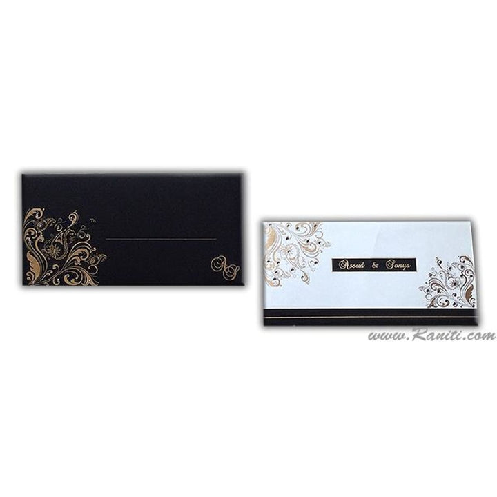 Custom Muslim Wedding Nikkah Invitation Card | White Black Custom Invitation with Colored Border Cascading Inserts AM-102 freeshipping - Raniti LLC - Custom Invitations & Stationery