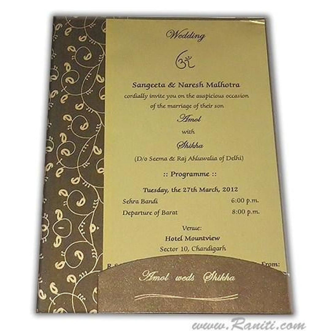 Custom Paisley Theme Wedding Reception Invitation | Wedding Reception Invitation | Multifaith Wedding Custom Invitation Card AMSO-112 freeshipping - Raniti LLC - Custom Invitations & Stationery