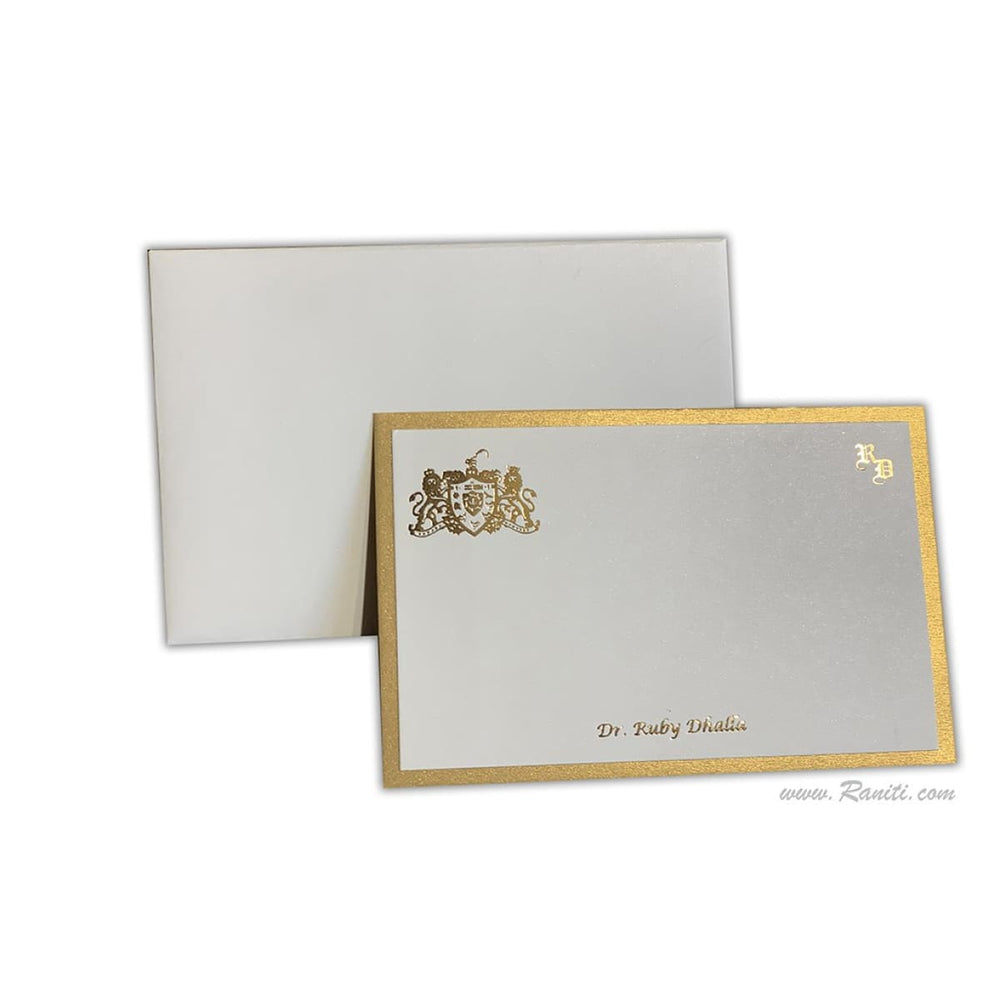 Custom Personalized Gift Set of Classic White Gold Note Cards with Lined Envelopes | Pack of 50 and 100 Note Cards AMNC-4 freeshipping - Raniti LLC - Custom Invitations & Stationery