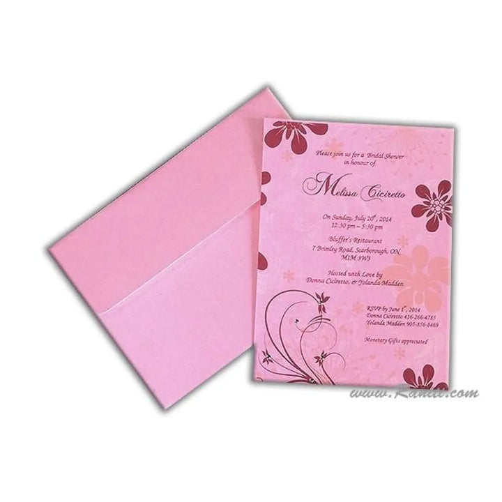 Custom Pink Bridal Shower Invitation Card AMSO-192 freeshipping - Raniti LLC - Custom Invitations & Stationery