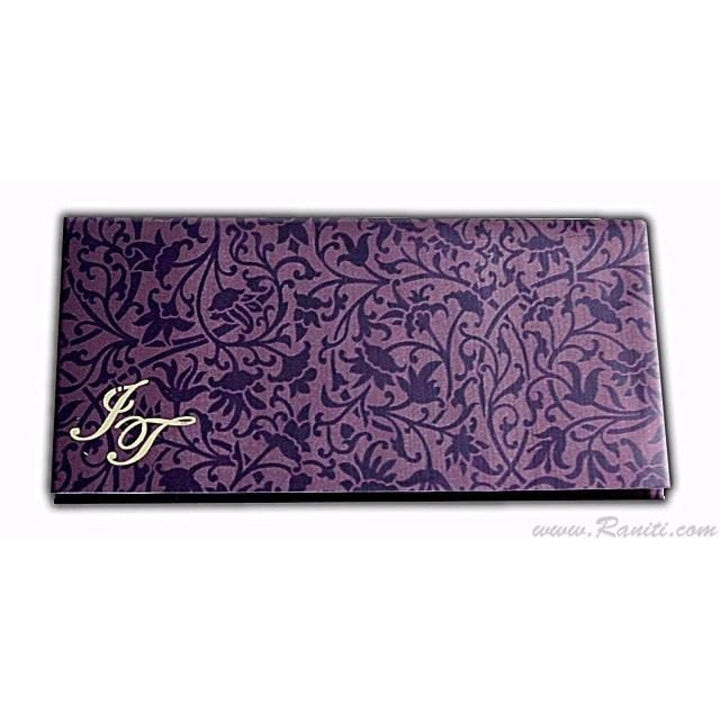 Custom Purple Wedding Invitation Card, Damask Print in Vine Design, Cascading Inserts AM-34 freeshipping - Raniti LLC - Custom Invitations & Stationery