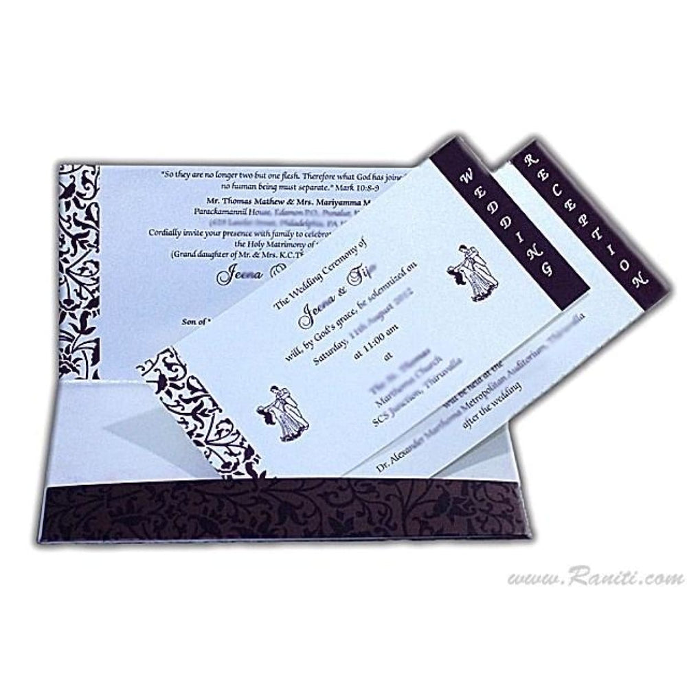 Custom Purple Wedding Invitation Card, Damask Print in Vine Design, Cascading Inserts AM-34 freeshipping - Raniti LLC - Custom Invitations & Stationery