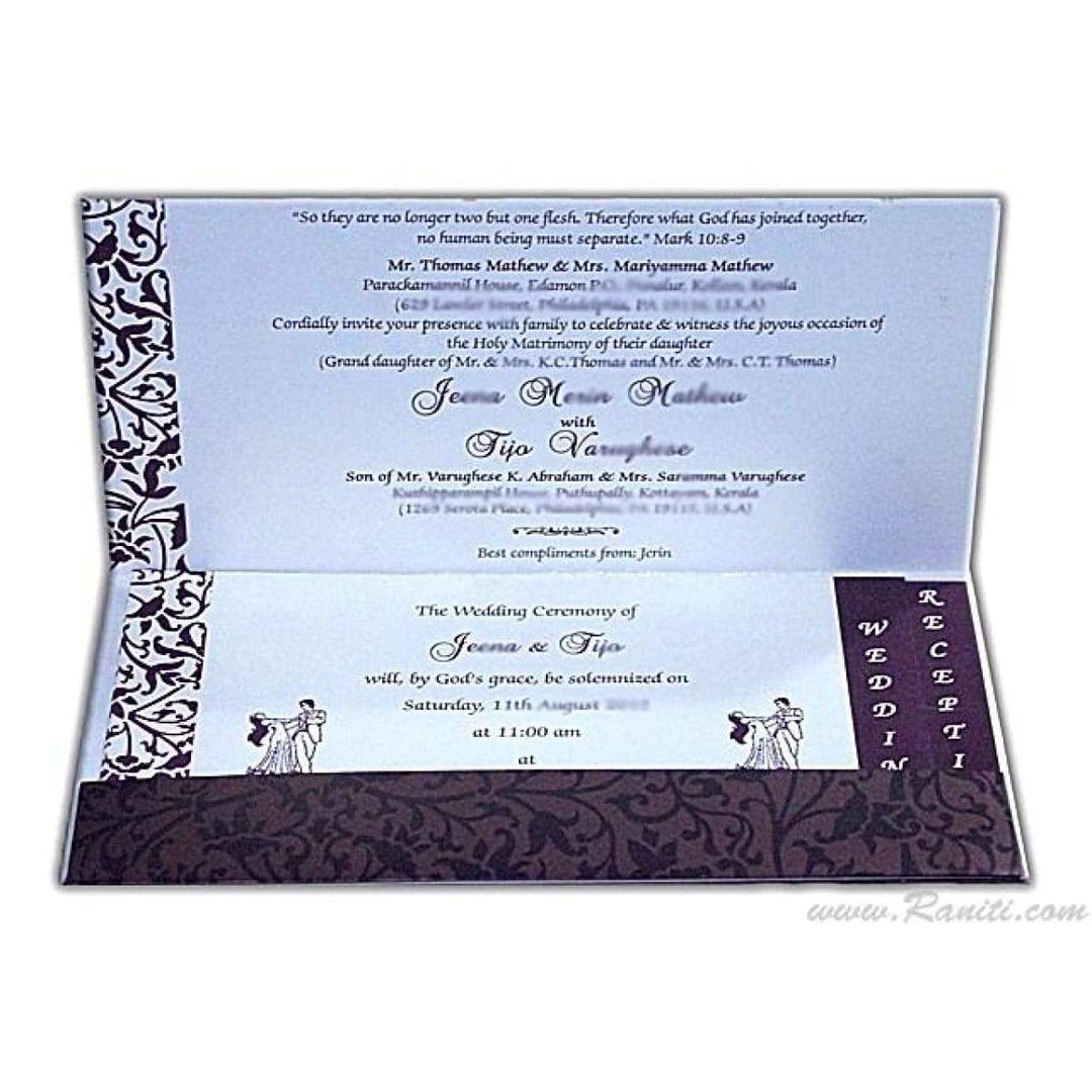 Custom Purple Wedding Invitation Card, Damask Print in Vine Design, Cascading Inserts AM-34 freeshipping - Raniti LLC - Custom Invitations & Stationery